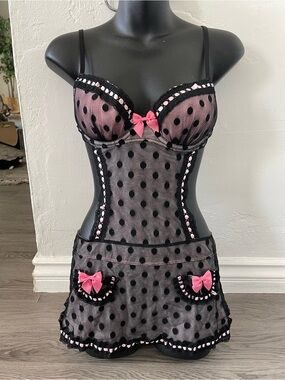 VTG Y2K Victoria’s Secret Polka Dot Babydoll lingerie